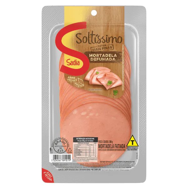 Mortadela Fatiada Defumada Sadia - 200gr - Imagem 1