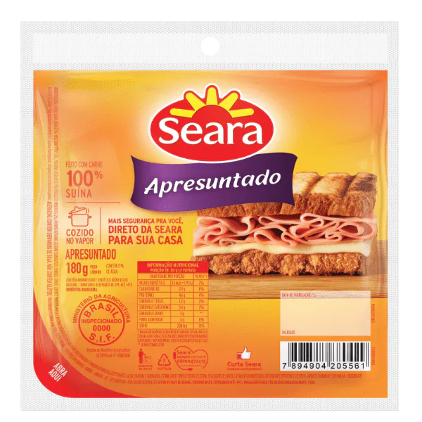 Apresuntado Fatiado Seara - 180gr-1 Apresuntado Fatiado Seara - 180gr - Imagem 1