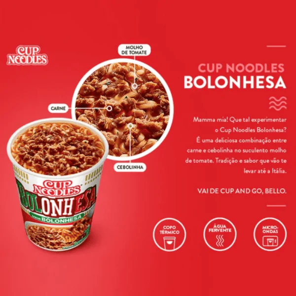 Cup Noodles Nissin Bolonhesa - 68gr - Imagem 2
