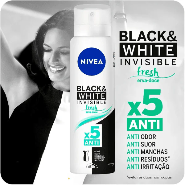 Desodorante Nivea Black & White Fresh - 150ml - Imagem 2