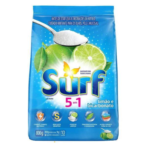 Detergente em Pó Surf Limão e Bicarbonato - 800gr - Imagem 1