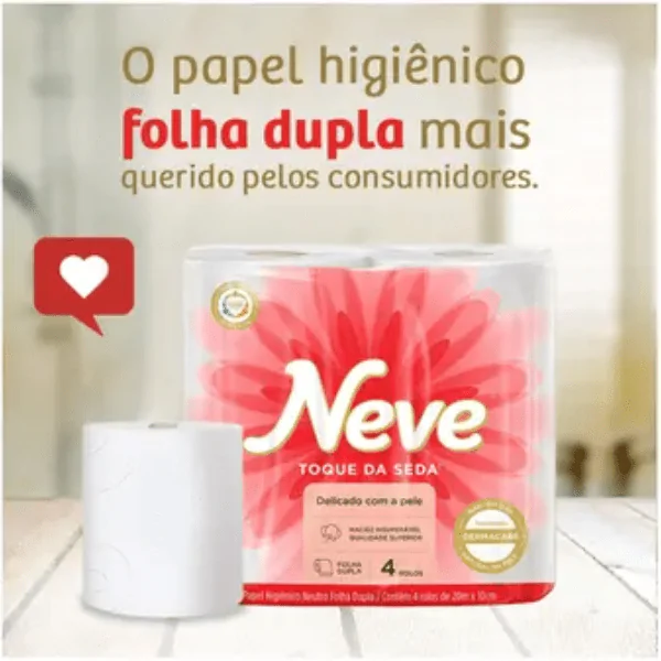 Papel Higiênico Folha Dupla Neve 30m - 4 rolos* - Imagem 2