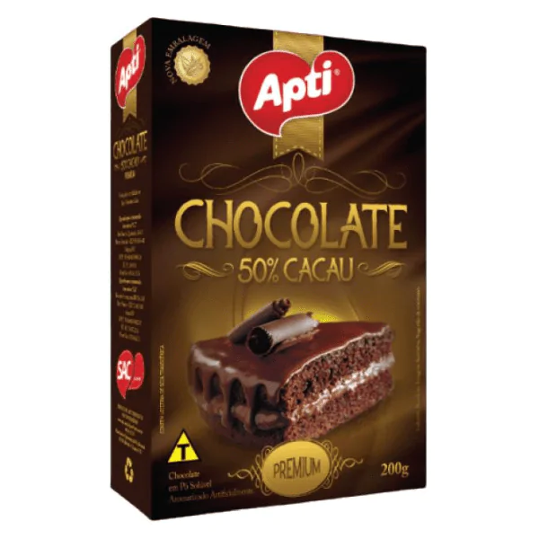 Chocolate em Pó Apti 50% Cacau - 200gr-1 Chocolate em Pó Apti 50% Cacau - 200gr - Imagem 1