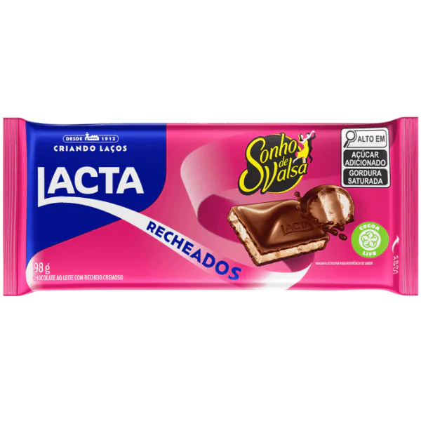 Barra de Chocolate Lacta Recheio Sonho de Valsa - 98gr
