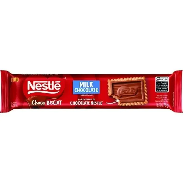 Biscoito Nestlé Cobertura Chocolate Chocobiscuit - 78gr