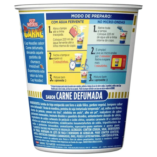 Cup Noodles Nissin Carne Defumada - 69gr - Imagem 3