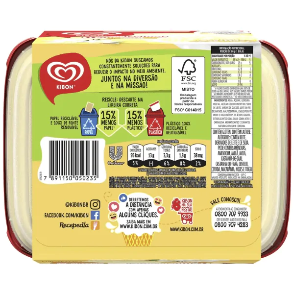 Sorvete Kibon Cremosíssimo Creme - 1,5L* - Imagem 3