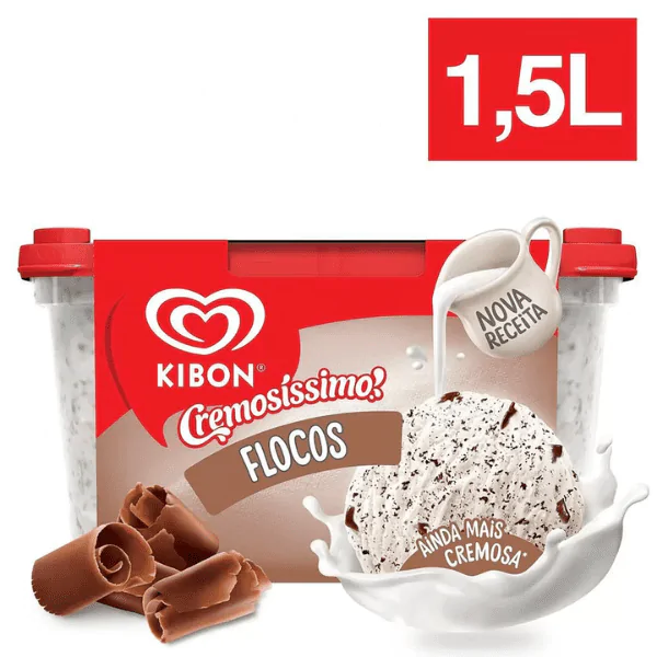 Sorvete Kibon Cremosíssimo Flocos - 1,5L* - Imagem 2