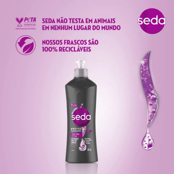 Creme Pentear Seda Pretos Luminosos - 300ml - Imagem 3