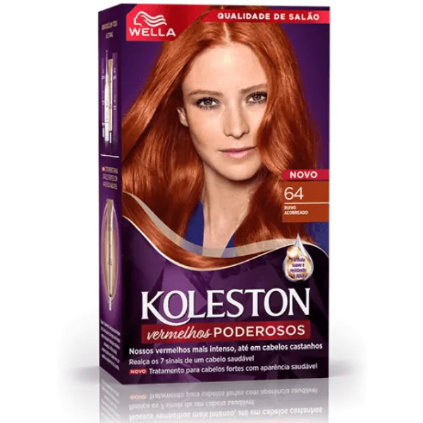 Tinta Cabelo Koleston Acaju Ruivo Acobreado 64 - Kit - Imagem 1