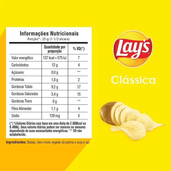 Salgadinho Lays Clássica - 35gr - Imagem 2