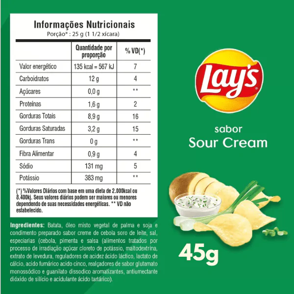 Salgadinho Lays Cebola & Salsa - 35gr - Imagem 2
