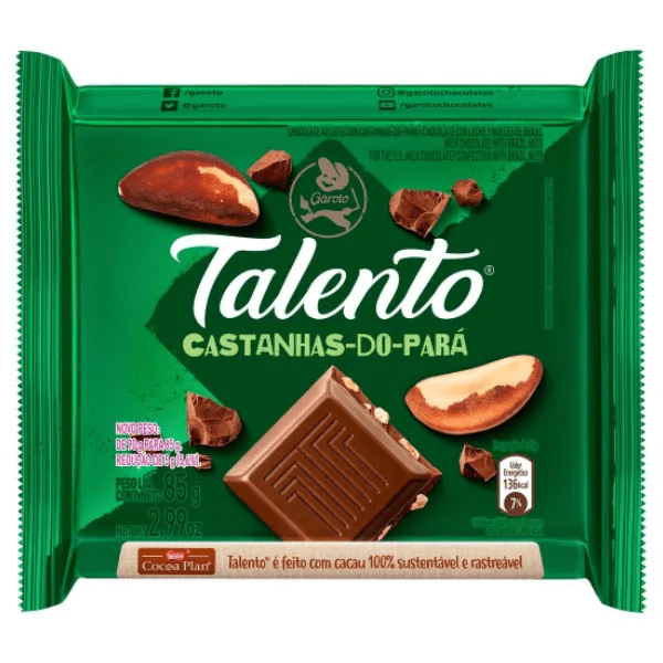 Chocolate Talento Castanha do Pará - 85gr