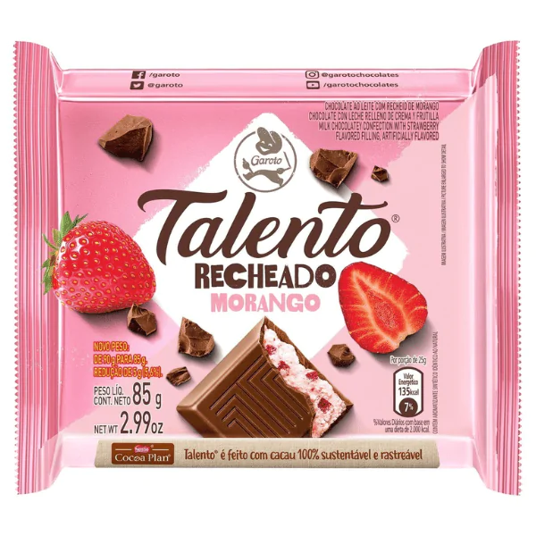 Chocolate Talento Recheio Morango - 85gr