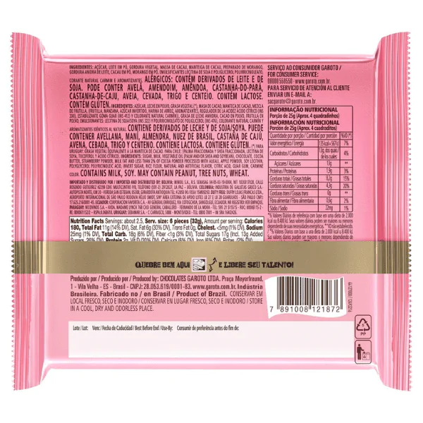 Chocolate Talento Recheio Morango - 85gr - Imagem 2