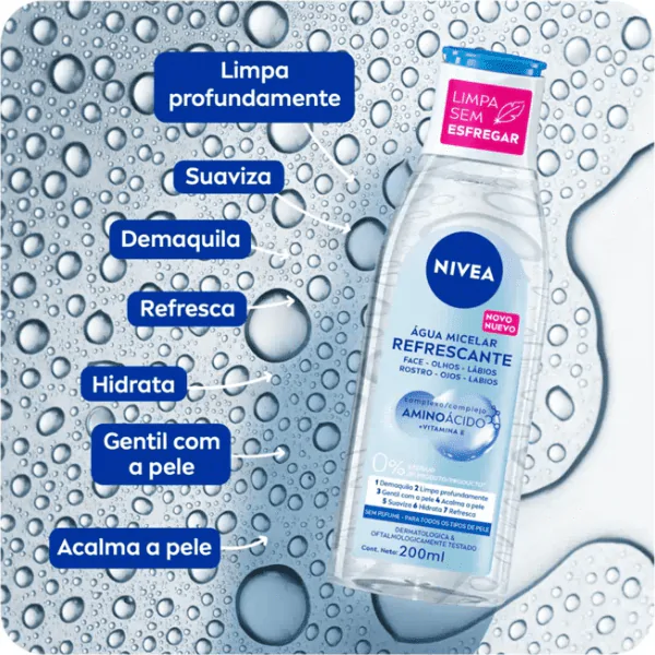 Água Micelar Nivea Refrescante Aminoácido - 200ml - Imagem 3