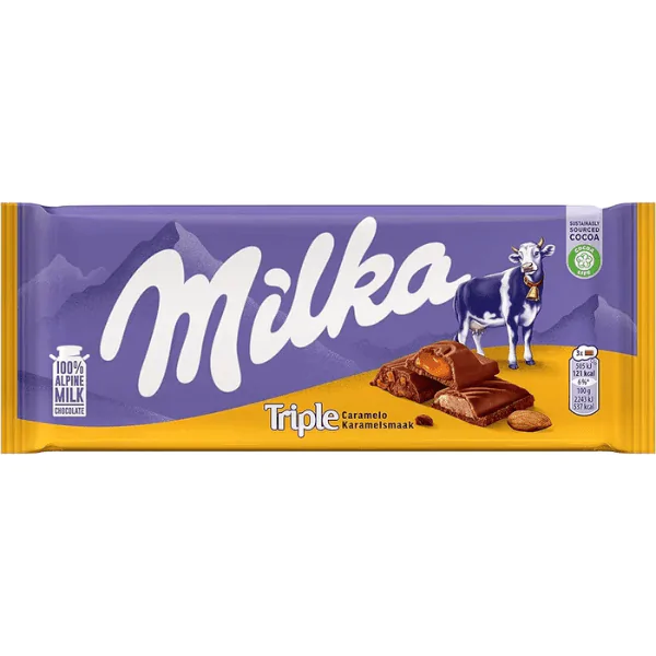 Barra de Chocolate Milka Triple Caramel - 90gr - Imagem 1