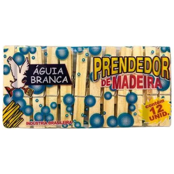 Prendedor de Roupa Madeira Águia Branca - 12und - Imagem 1