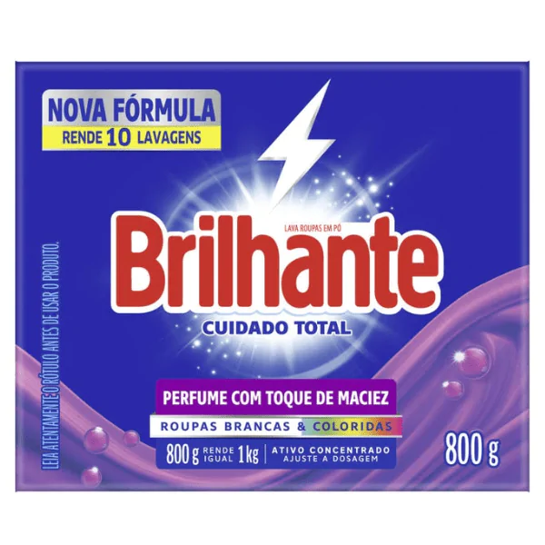 Sabão em Pó Brilhante Cuidado Total - 800gr - Imagem 1