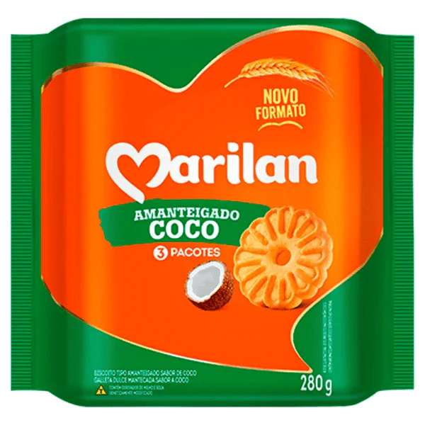 Biscoito Amanteigado Marilan Coco - 280gr - Imagem 1
