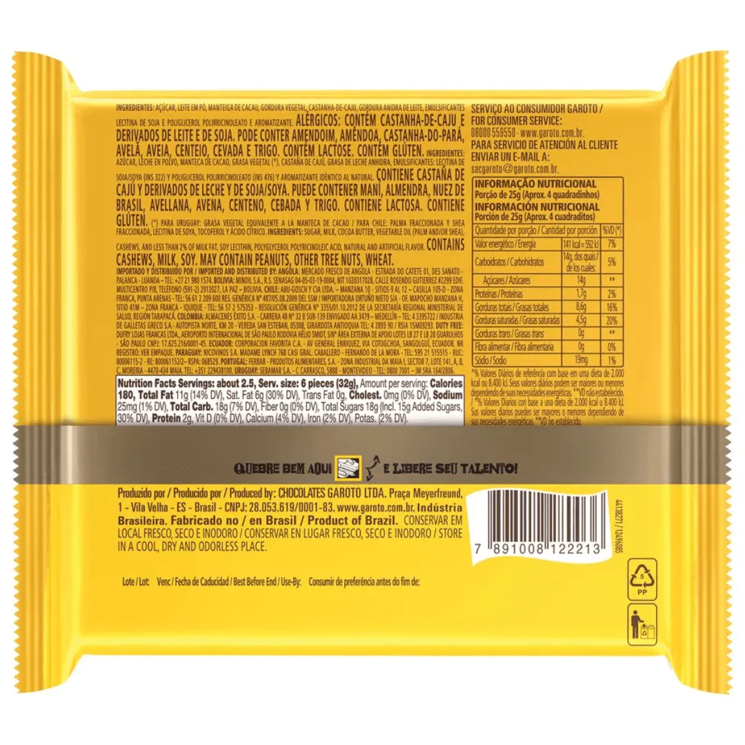 Chocolate Talento Opereta Recheio Castanha - 85gr - Imagem 2