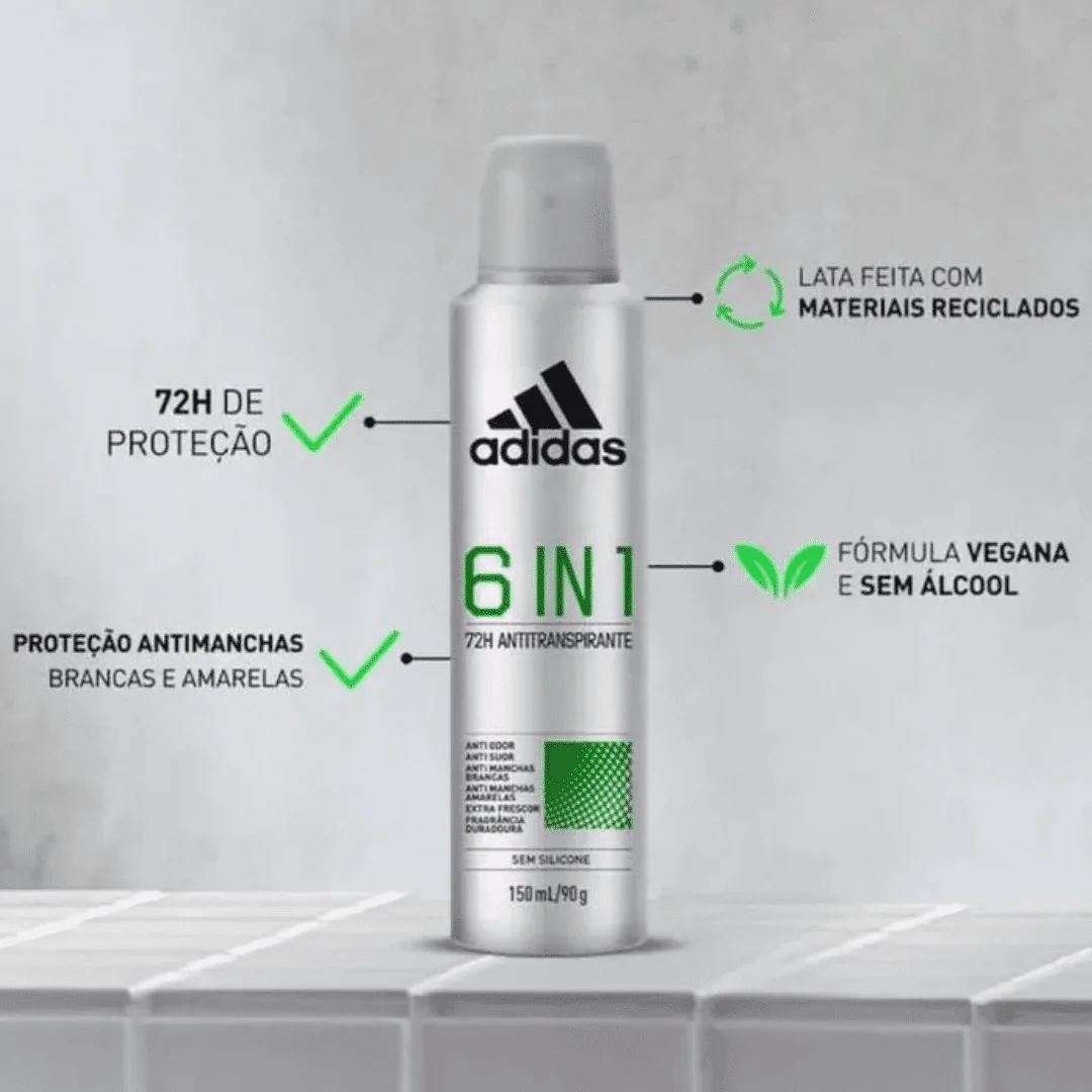 Desodorante Adidas Men 6 em 1 - 150ml - Imagem 3