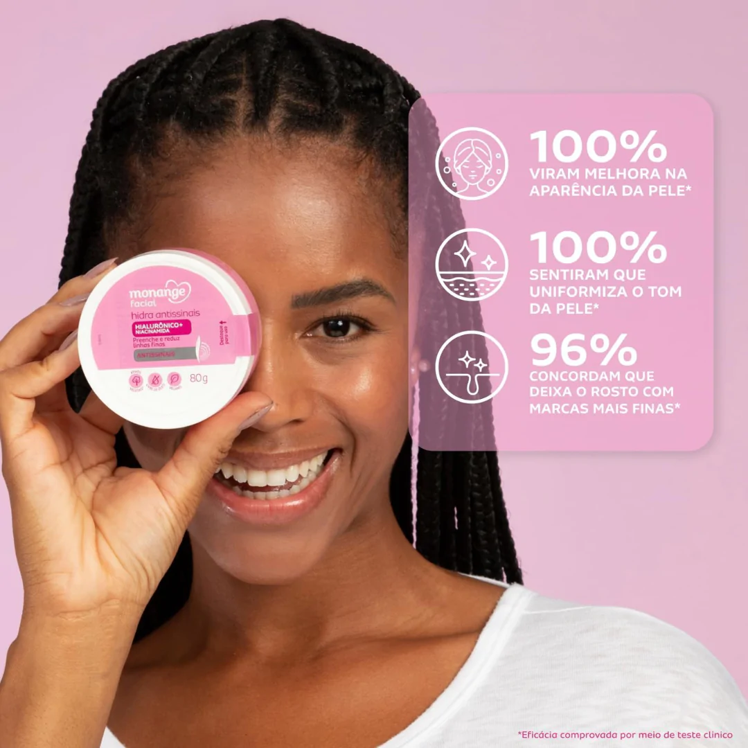 Hidratante Facial Monange Antissinais com Hialurônico - 80g - Imagem 5