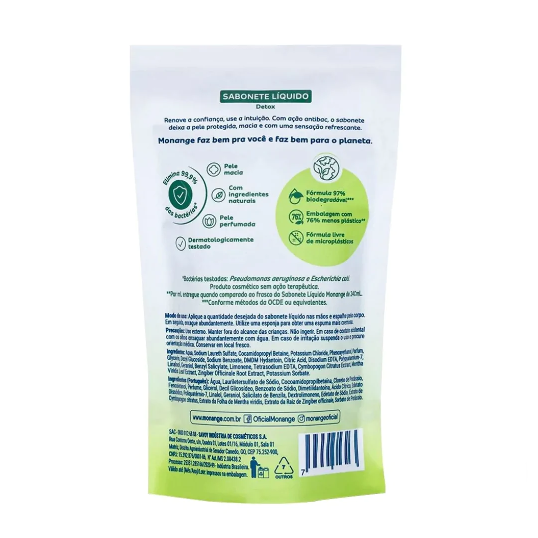 Refil Sabonete Líquido Monange Detox - 200ml - Imagem 2