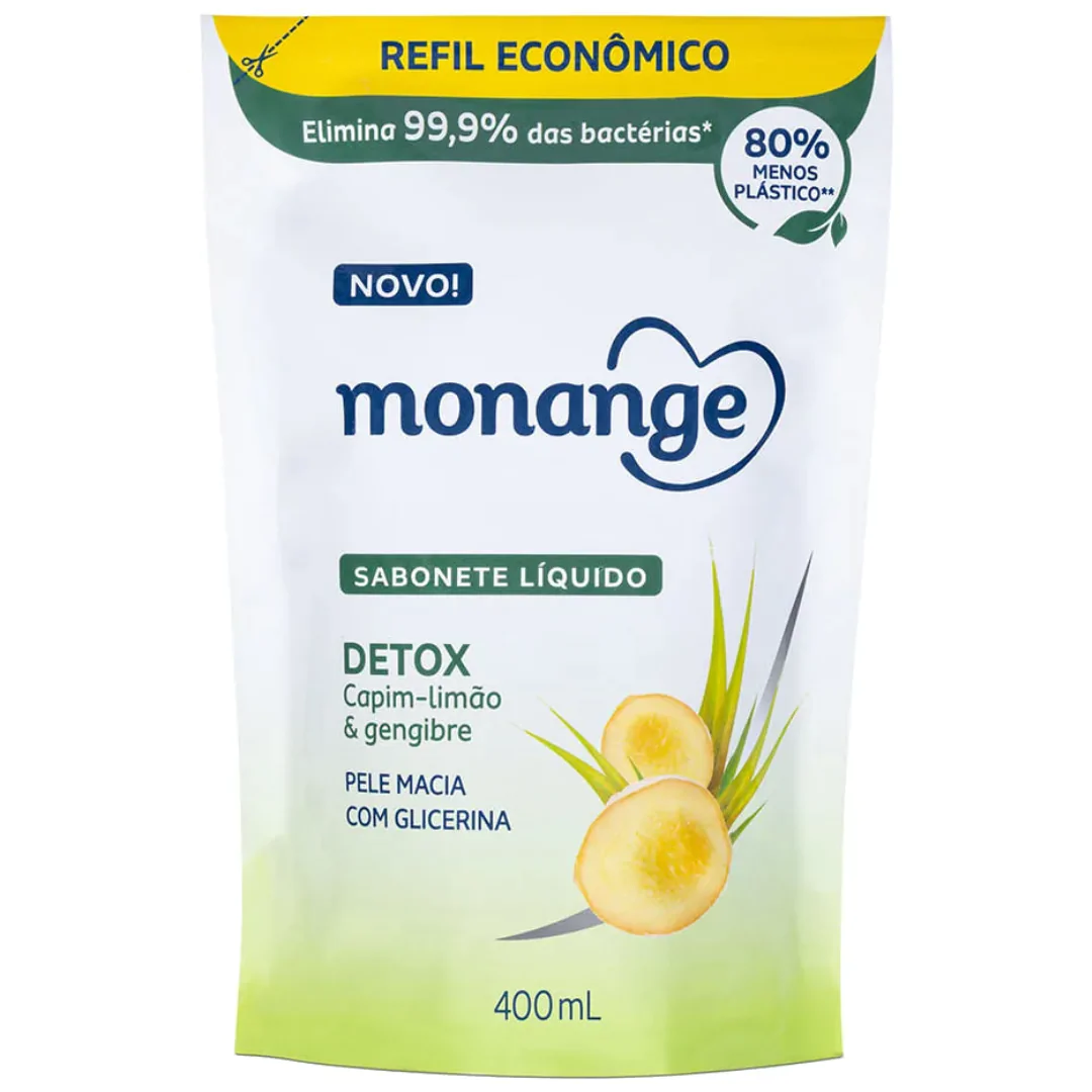 Refil Sabonete Líquido Monange Detox - 400ml - Imagem 1