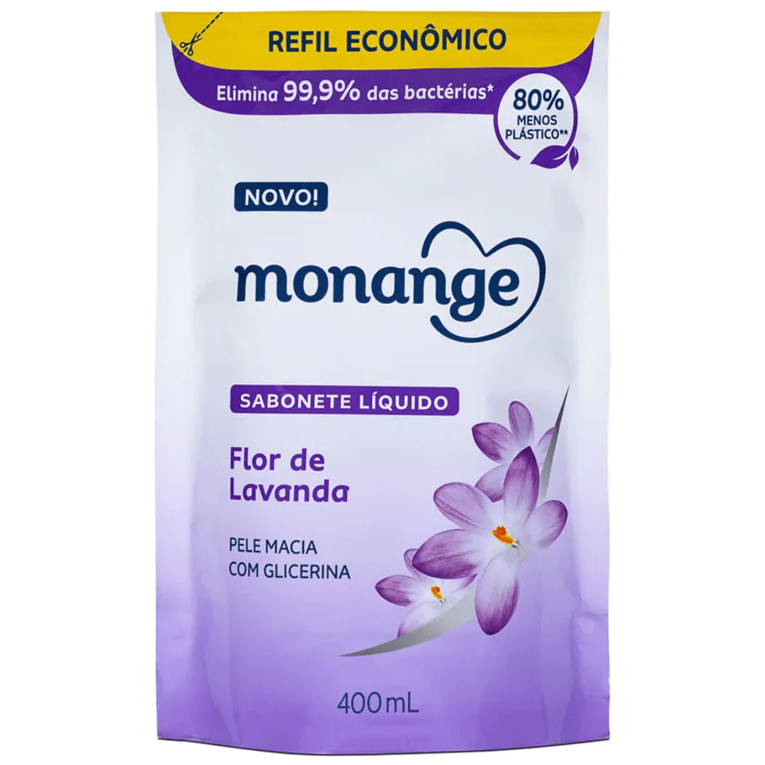 Refil Sabonete Líquido Monange Flor de Lavanda - 400ml-1 Refil Sabonete Líquido Monange Flor de Lavanda - 400ml - Imagem 1
