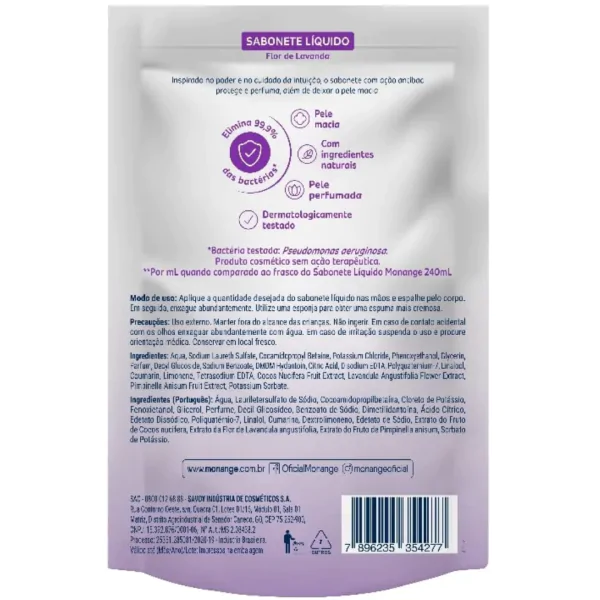 Refil Sabonete Líquido Monange Flor de Lavanda - 400ml - Imagem 2