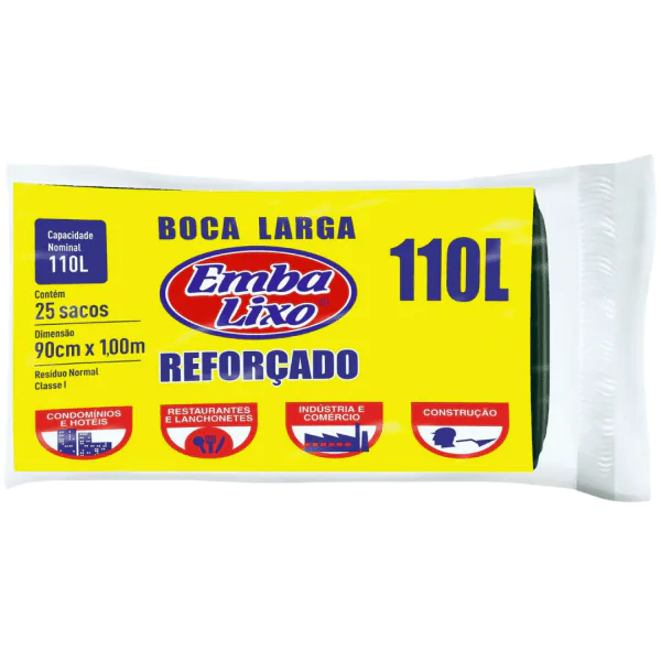 Saco de Lixo Reforçado Embalixo 110L - 25und