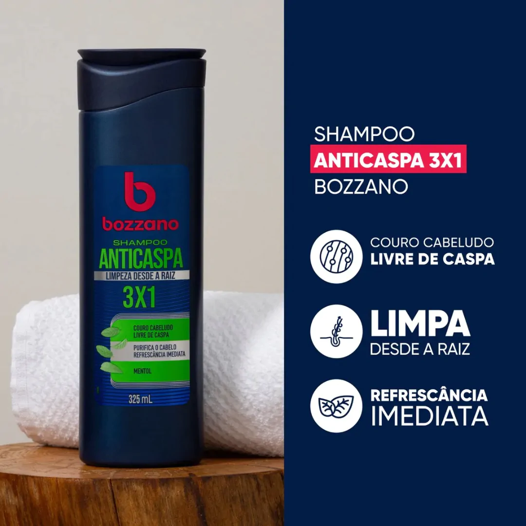 Shampoo Bozzano Anticaspa 3 em 1 - 325ml - Imagem 3