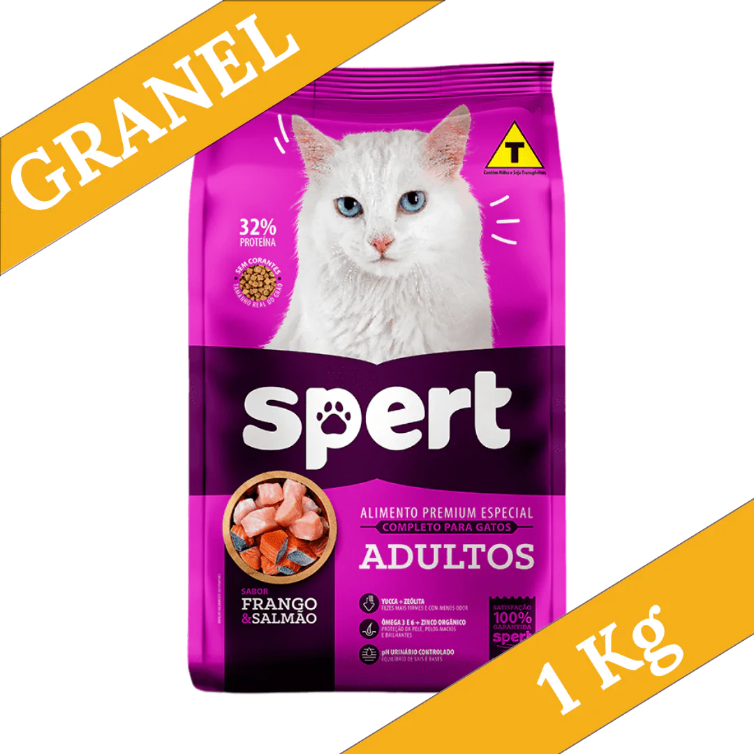 Ração Spert Gatos Adultos Frango&Salmão Granel - 1Kg Ração Spert Gatos Adultos/Filhotes Frango/Salmão Granel - 1Kg - Imagem 1