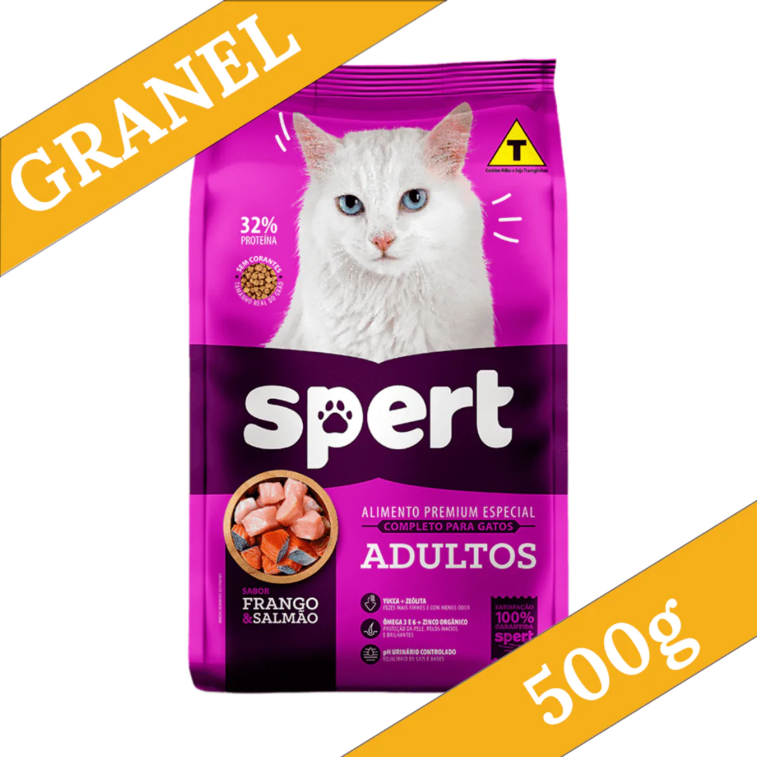 Ração Spert Gatos Adultos/Filhotes Frango/Salmão Granel - 500gr - Imagem 1