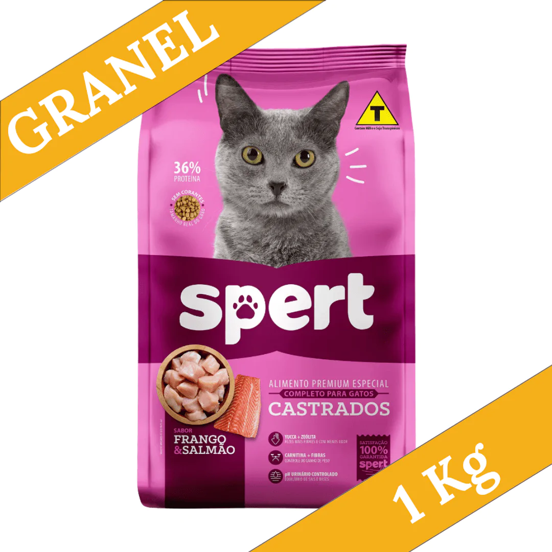 Ração Spert Gatos Castrados Frango/Salmão Granel - 1Kg - Imagem 1