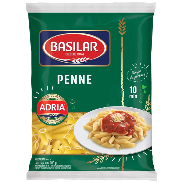 Macarrão Basilar Penne - 400gr - Imagem 1