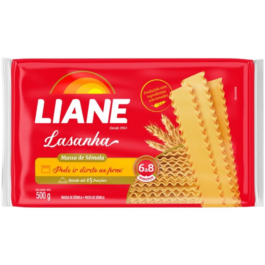 Massa Lasanha Liane - 500gr-1 Massa Lasanha Liane - 500gr - Imagem 1