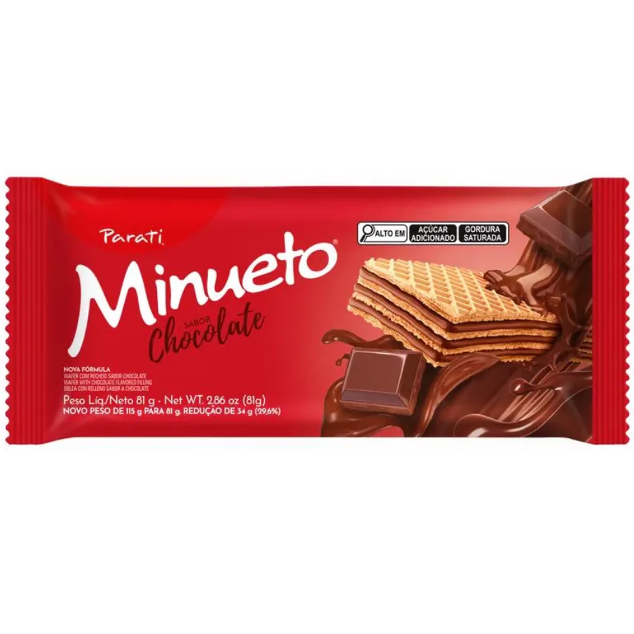Wafer Minueto Parati Chocolate - 81gr - Imagem 1