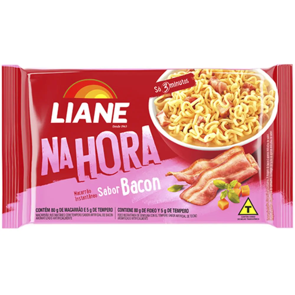 Macarrão Instantâneo Liane Miojo Bacon - 80gr - Imagem 1
