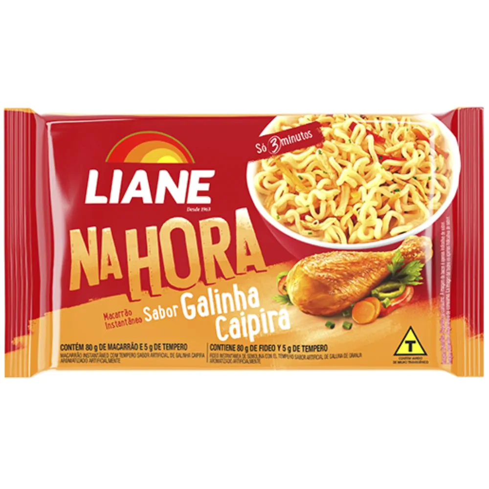 Macarrão Instantâneo Liane Miojo Galinha Caipira - 80gr - Imagem 1