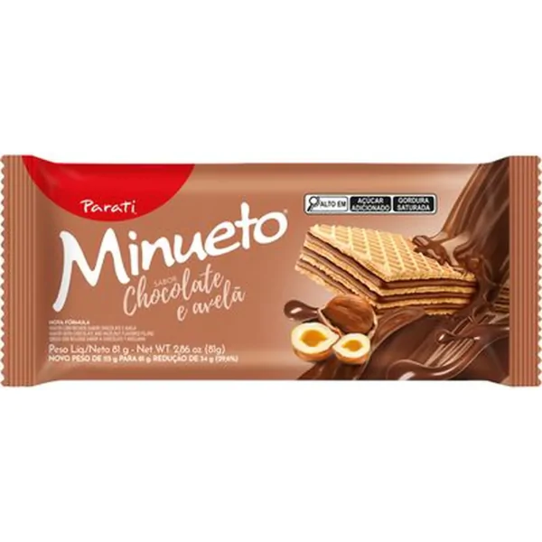 Wafer Minueto Chocolate Avelã Wafer Minueto Parati Chocolate com Avelã – 73gr - Imagem 1