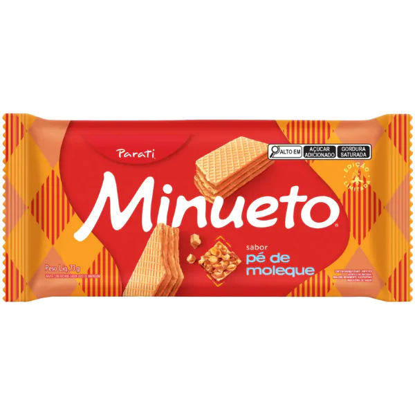 Wafer Minueto Pé de Moleque Wafer Minueto Parati Pé de Moleque – 73gr - Imagem 1