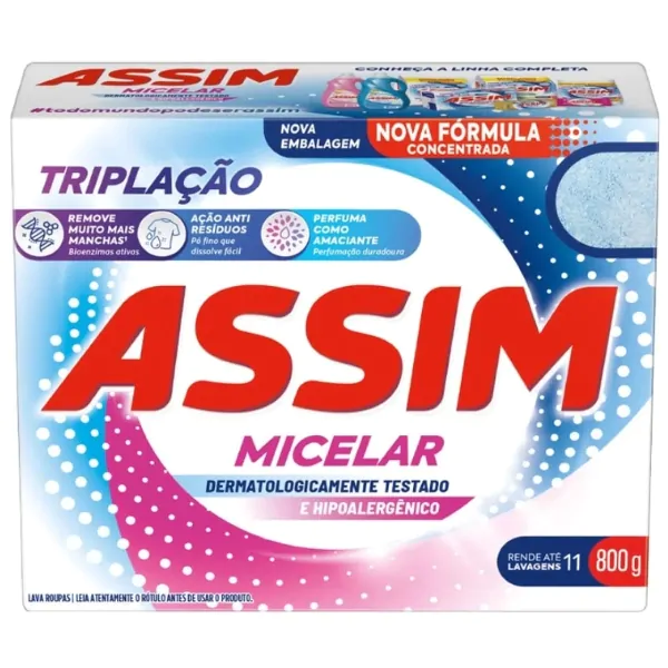 Sabão em Pó Assim Micelar Hipoalergênico - 800gr